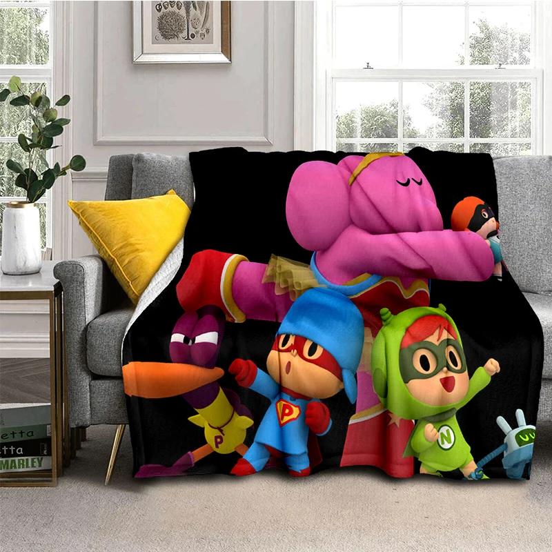 3D Fun P-Pocoyo Elly Pato Cartoon Blanket, miękki koc do domu, sypialni, łóżka, sofy, pikniku, podróży, biura, prezent dla dzieci