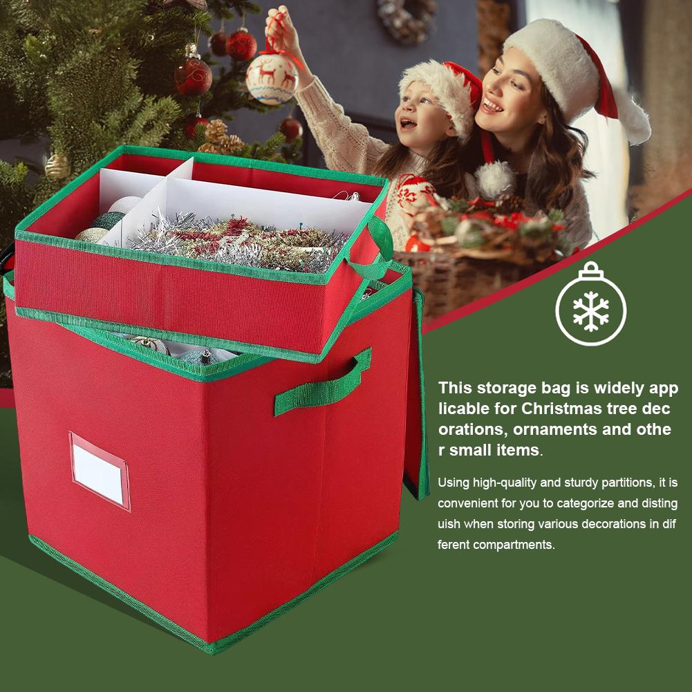 Christmas Ornament Storage Box with Dividers Christmas Storage Containers Xmas Decoration Storage Box Fits 64 Holiday Ornaments