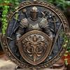 Medieval Knight Shield Sword Aluminum Metal Wall Art Vintage Armor Decorative Plaque 8x8 Inch