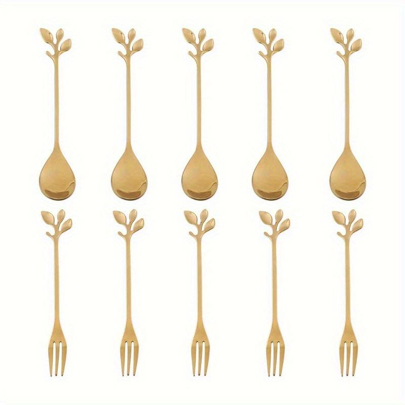 

10pcs Restaurant 401 Stainless Steel Cherry Style Blossom Spoon And Fork (5 Forks + 5 Spoons)