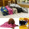 Pet Cat Kitten Dog Puppy Winter Blanket Warm Beds Mat Cover Soft Fleece Paw Print
