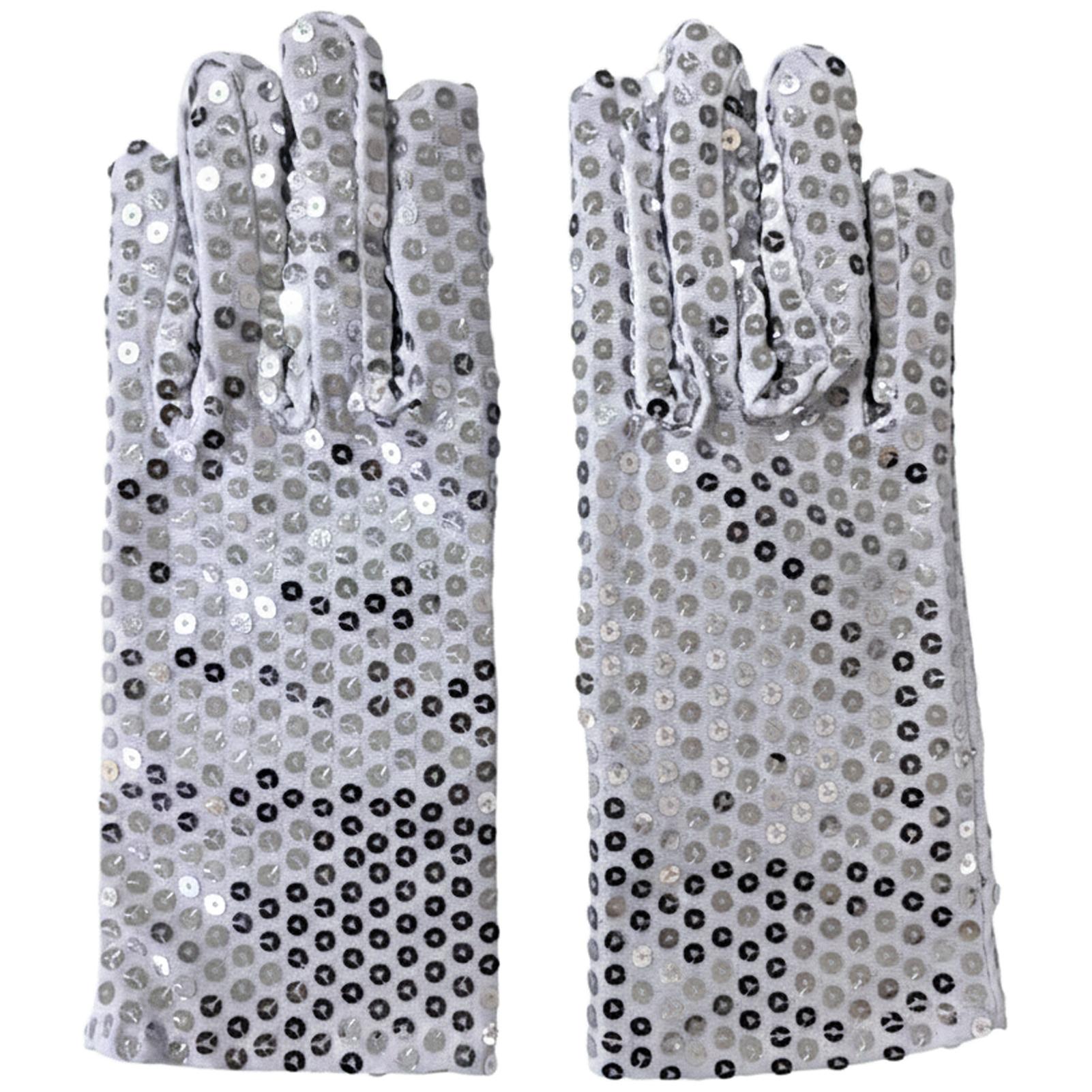 

Серебристые блестящие сетчатые перчатки Искрящиеся аксессуары для танцевального костюма для сценического выступления Вечеринка Костюм на Хэллоуин Косплей Женские серебряный