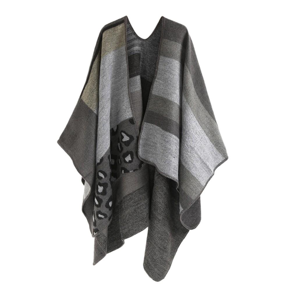 Women Winter Thick Leopard Stripe Cashmere Scarf  Shawl Wrap Cover Coat