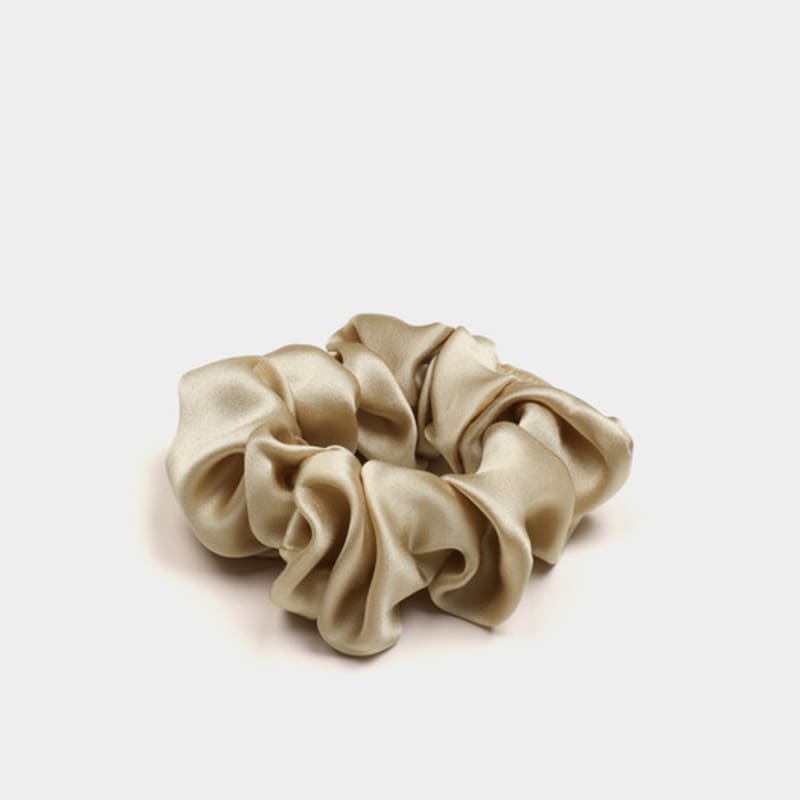 AVVINA PELLE Silk Scrunchie (S) - Champagne Beige
