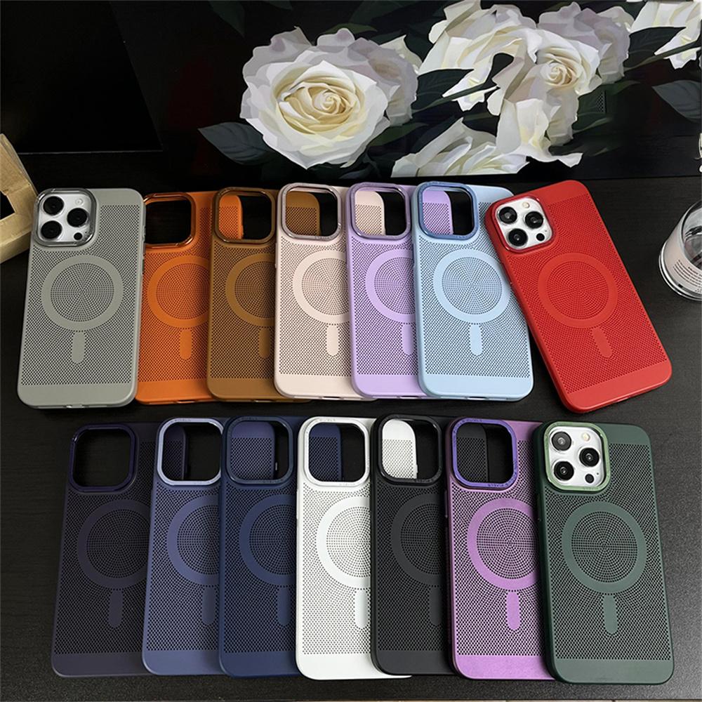 For Magsafe Magnetic Heat Dissipated Phone Case For iPhone 16 15 Pro Max 14 Plus 13 12 11 Lens Protect Breathable Cover