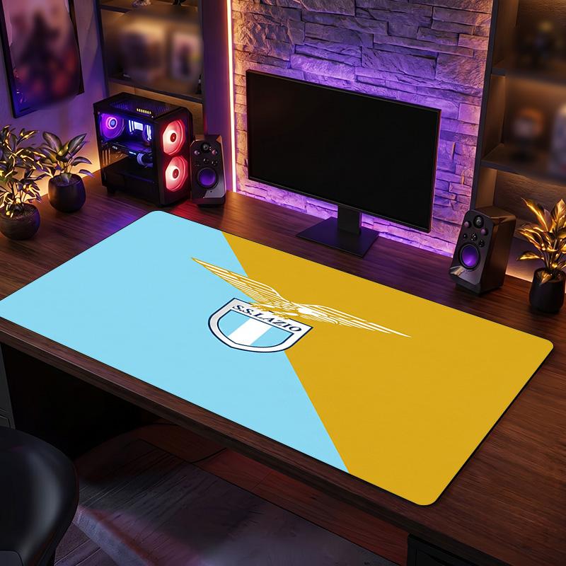 Lazio FC Theme Pattern Mouse Pad, Soccer Logo Design XXL Gaming Desk Mat Non-Slip Computer Mouse Pad