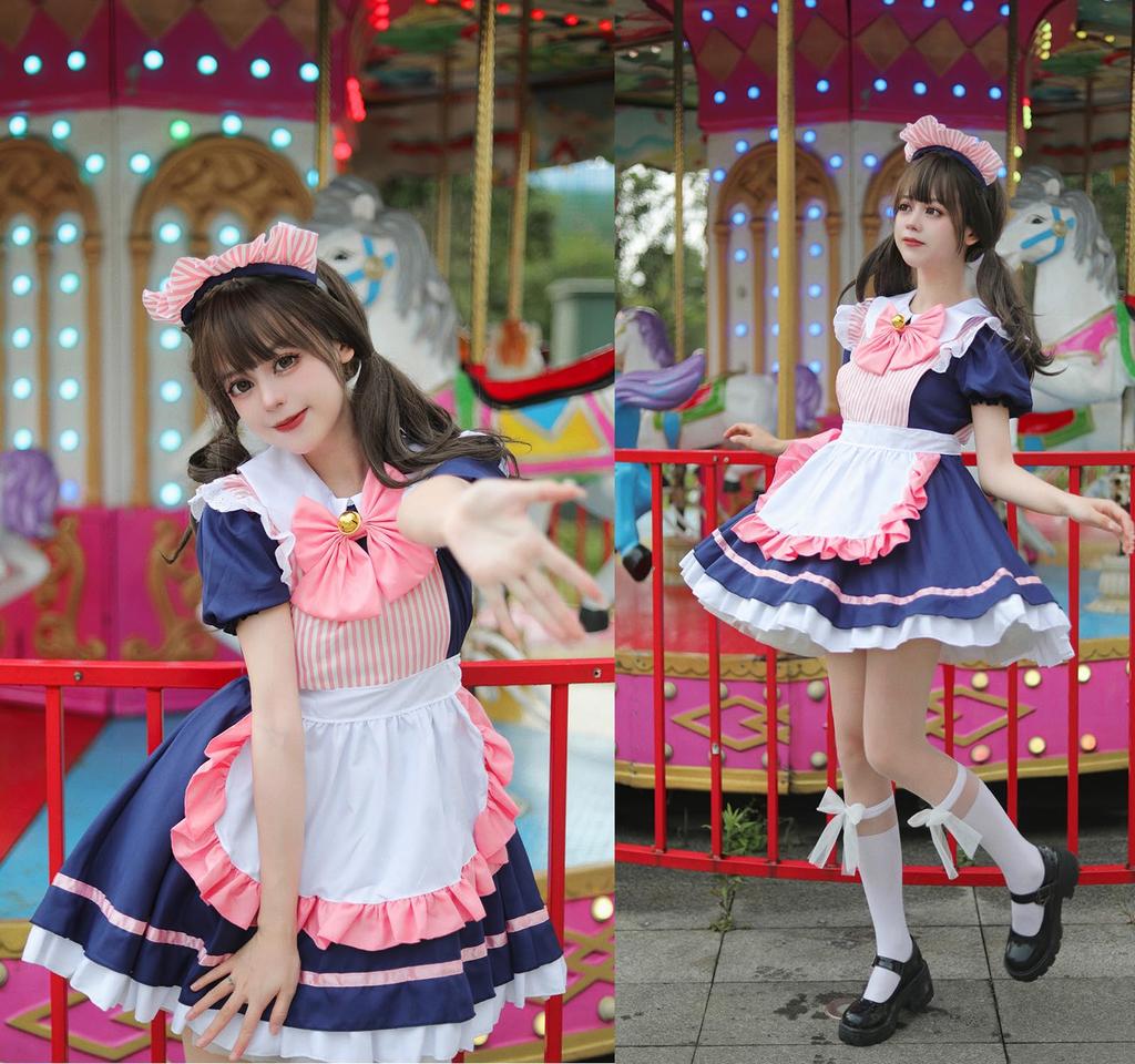 AOTYP Maid Maid Con Short Cat Cat Cute Maid Halloween Costume for Men and Little Sister Maid Large Complete School Photo Size M Outfit, Cosplay, Cafe,