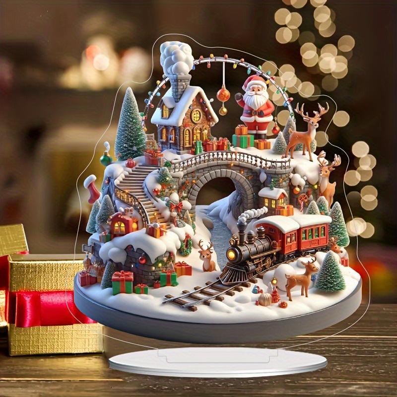 Stolní dekorace Santa Clause s podstavcem 2D akrylové vánoční ozdoby 2026 Vánoční potřeby na párty
