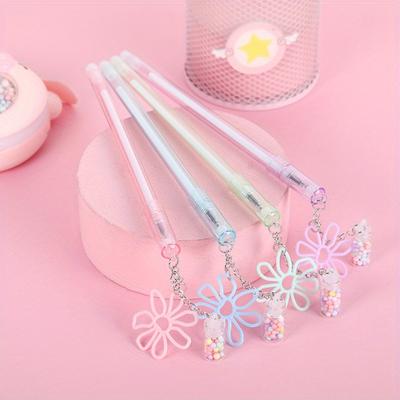 Back To School Season 12pcs 0.5mm Creative Daisy Styling Drift Bottle Pendant Erasable Neutral Pen for Girls' High-value Pendant Signature Pen