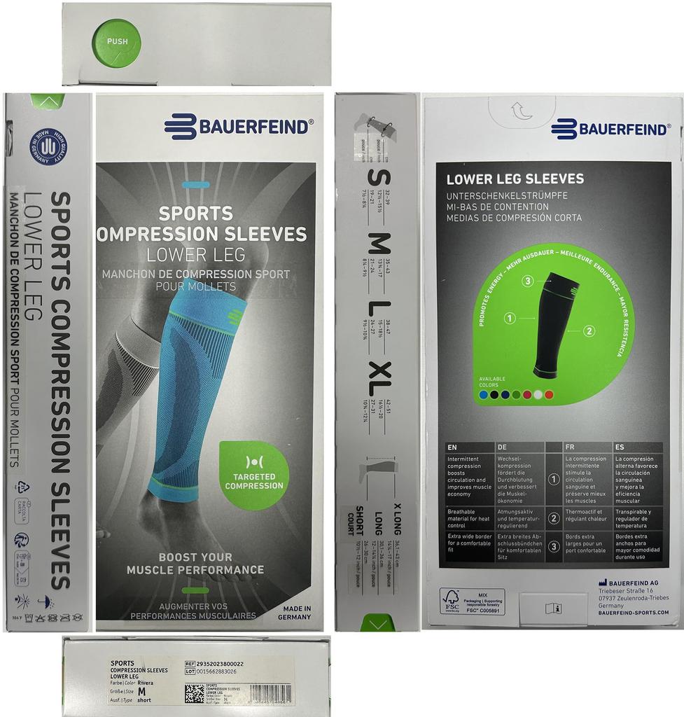 BAUERFEIND SPORTS COMPRESSION SLEEVES LOWER LEG Compression Sleeves Lower Sports Leg Sleeves for Made In Proper Compression Suppresses Muscle