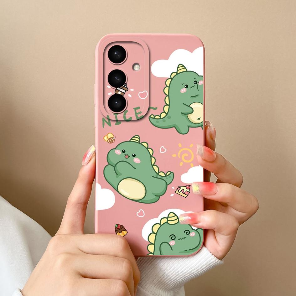 Funda para Teléfono Para Samsung A05 A36 A56 A26 S25 Plus Ultra F14 A05S A16 Funda Silicona Líquida Encantadora Cubierta de Dinosaurio A Prueba de Golpes Protectora Para Samsung Capas