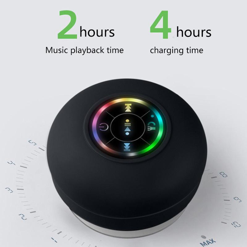2025 Bathroom Waterproof Wireless Led Bluetooth Speaker Large Suction Cup Mini Portable Speaker Outdoor Sports Stereo Speaker
