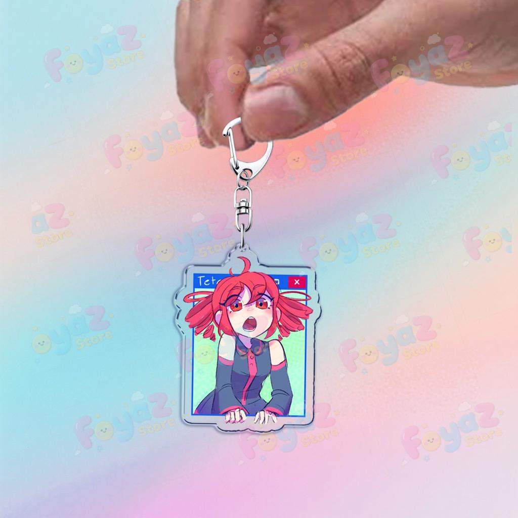 Cute Anime Girl Kasane Teto Keychain Accessories Bag Kawaii Manga Key Ring Chains Jewelry Fans Friends Birthday Gifts