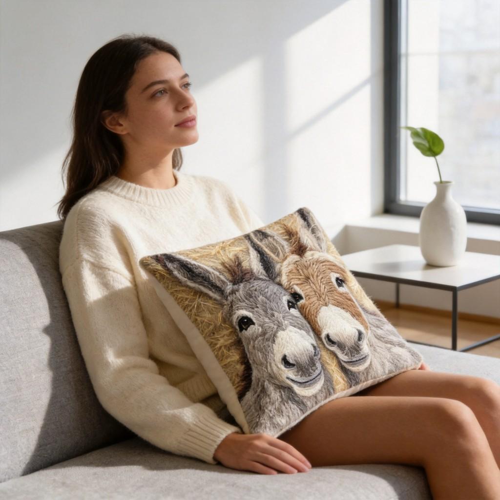 Animal Plush Pillow Cover For Living Room Decor With Short Fur Material