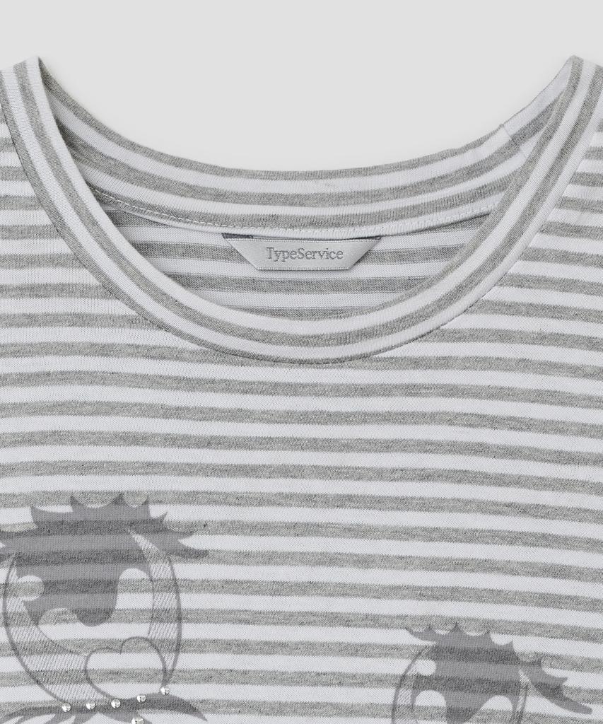 Taibseobiseu Cry Eyes Stripe Short Sleeve Top [Gray]