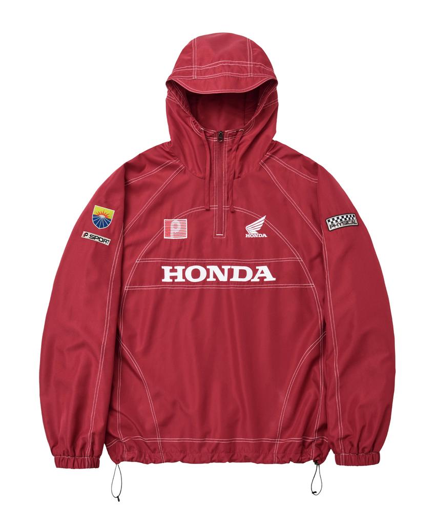 PHYPS MOTORCYCLE Ripstop Hooded Soccer Anorak Red