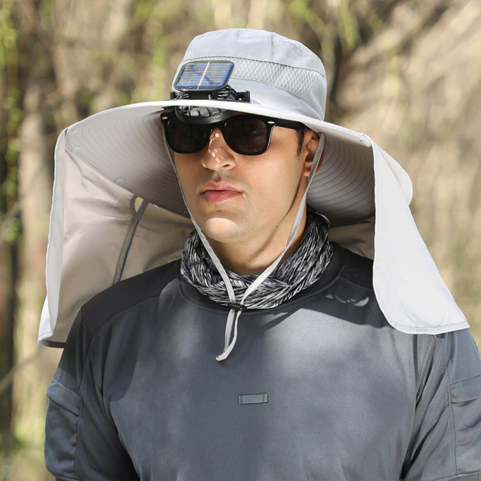 (Dark Gray 2) Stay Cool In Style Fishing Hat With Solar Fan Sun Protection Solar
