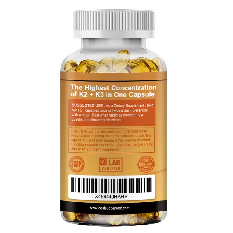 Vitamin D3 + K2 Kapseln, mit Bio-Kokosöl, - Unterstützung der Knochengesundheit, Unterstützung des Immunsystems, Unterstützung der Herz-Kreislauf-Gesundheit