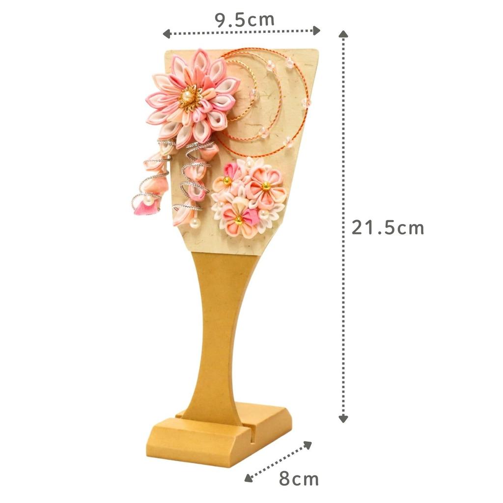 Hagoita Honoka Peach Pink with For Girls (Tsumami Hagoita) (Product Code 206630) Stand, Height 21.5cm,