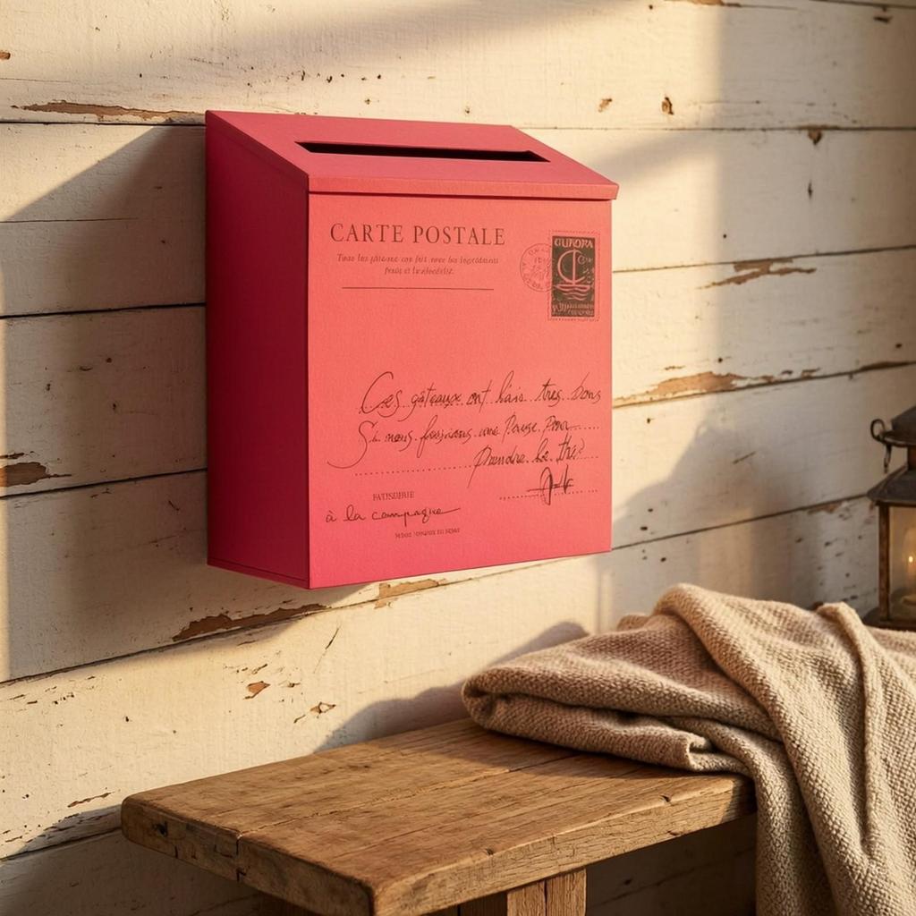 Iron Mailbox with Sloped Lid Slim Weather-Resistant for Porch, Farmhouse