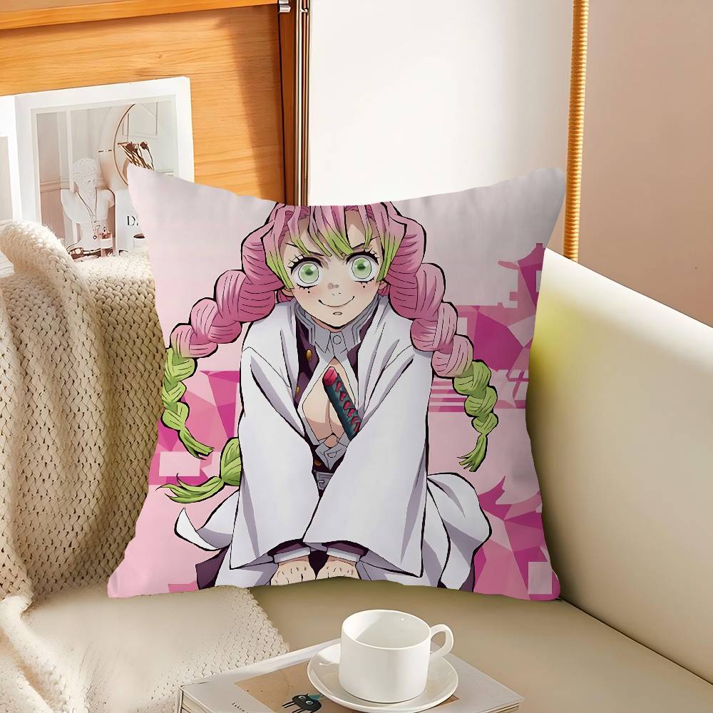 M-Mitsuri Kanroji Anime Cushion Cover Inches Farmhouse Decor Home Throw Pillow Covers For Couch Decorations