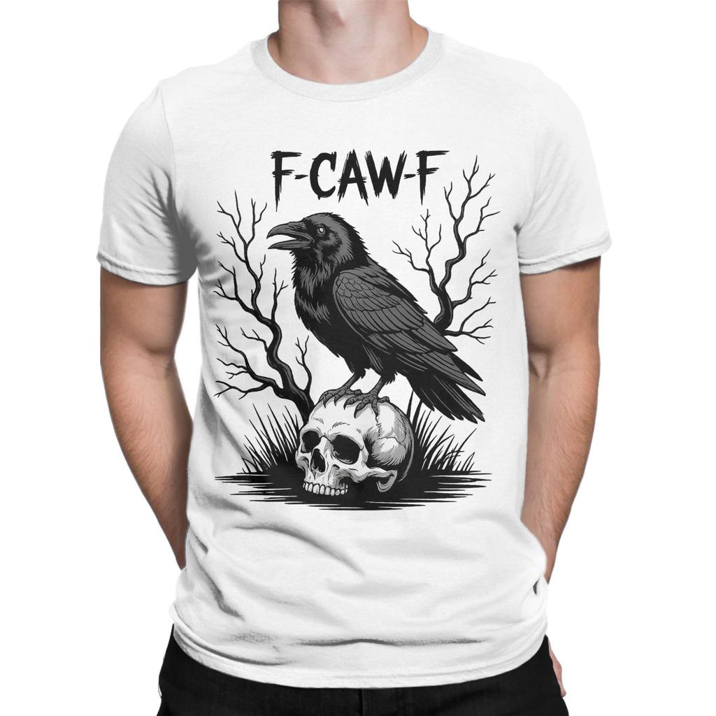 Men Black Crow F Caw F T Shirts F-Caw-F Bird Cotton Clothes Funny Short Sleeve Round Neck Tee Shirt Plus Size T-Shirts