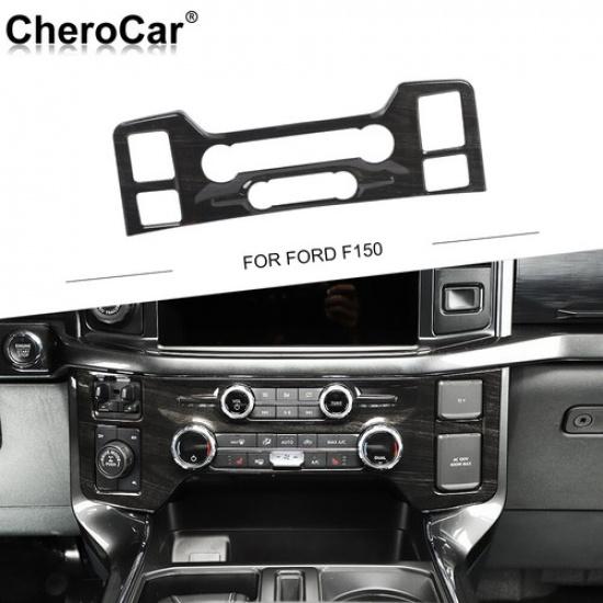 For Ford F-150 Central Control Air Conditioner Cover Decor Trim Black Wood Grain