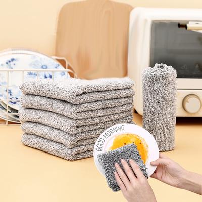 Bamboo Charcoal Dish Cloth Kitchen Cleaning Cloth Non-stick Oil Dish Towel Rags Napkins Tableware Household Clean Towel