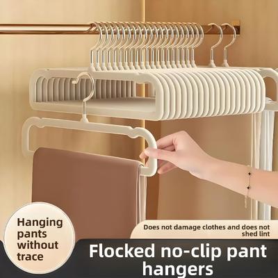 Special Flocking Trouser Rack for Home Anti-slip and Traceless Cabinets, Multi-functional Clothes Hanger, Anti-slip Trouser Drying Rack