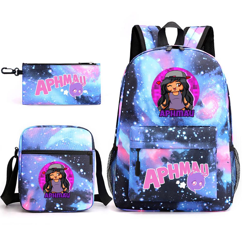 Game Merchandise Aphmau Schooltas Cartoon Rugzak Etui Schoudertas Drie-delige Set Three piece set