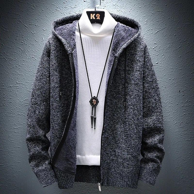 Men's Sweater, Men's Knitted Shirt, Men's Cardigan, Korean Style Trendy Autumn and Winter Jacket, Padded and Thickened Jacket Top