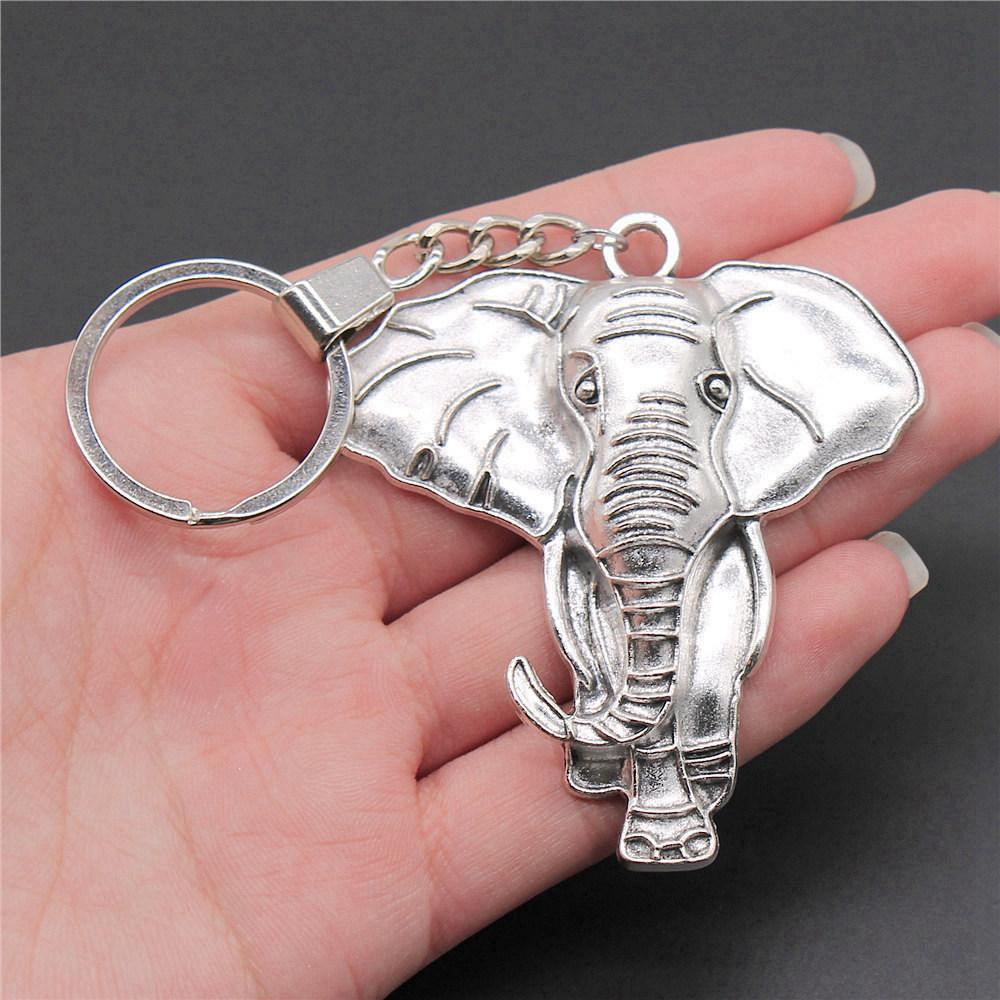 Elephant Horse Animal Duo Pendant Antique Bronze Metal Keychain with 30mm Ring for Students Hot Sale