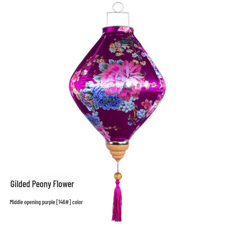 Gold-Edged Peony Palace Lantern - Chinese Style for New Year, Spring Festival, Weddings, Outdoor, or Housewarming Decor