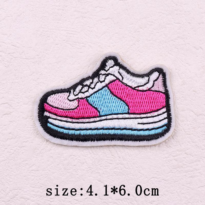 Pink Cartoon Embroidery Patch Iron On Patches For Clothing Flower Letters Patches On Clothes Sewing Fusible Patch Applique Decor
