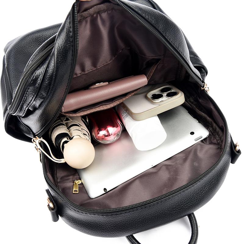 PU Backpack Women's Outdoor Travel Backpack Large Capacity Student Schoolbag