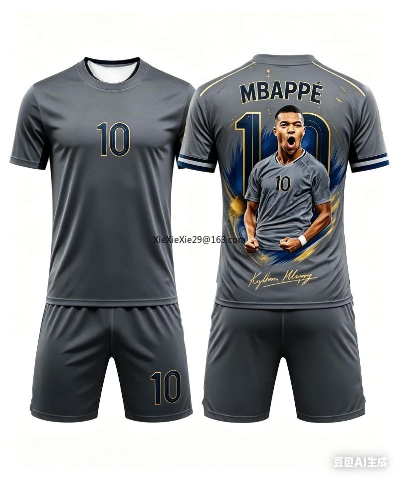 2026 AI New Mbappe # 10 Hot Selling Fashion Summer Football Short Sleeved T-shirt Shorts Children's Father Son Set