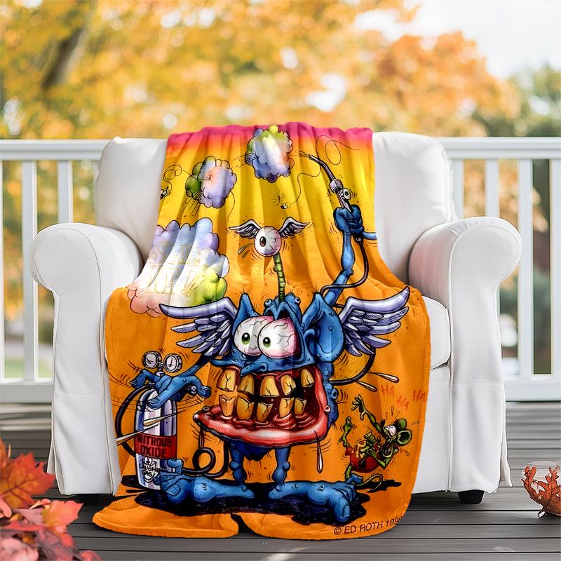 Rat Fink Power Flannel Blanket Soft All-Season Throw, Design for Camping, Car Travel, Hiking Sofa, Bed, Office Perfect Gift for Parties