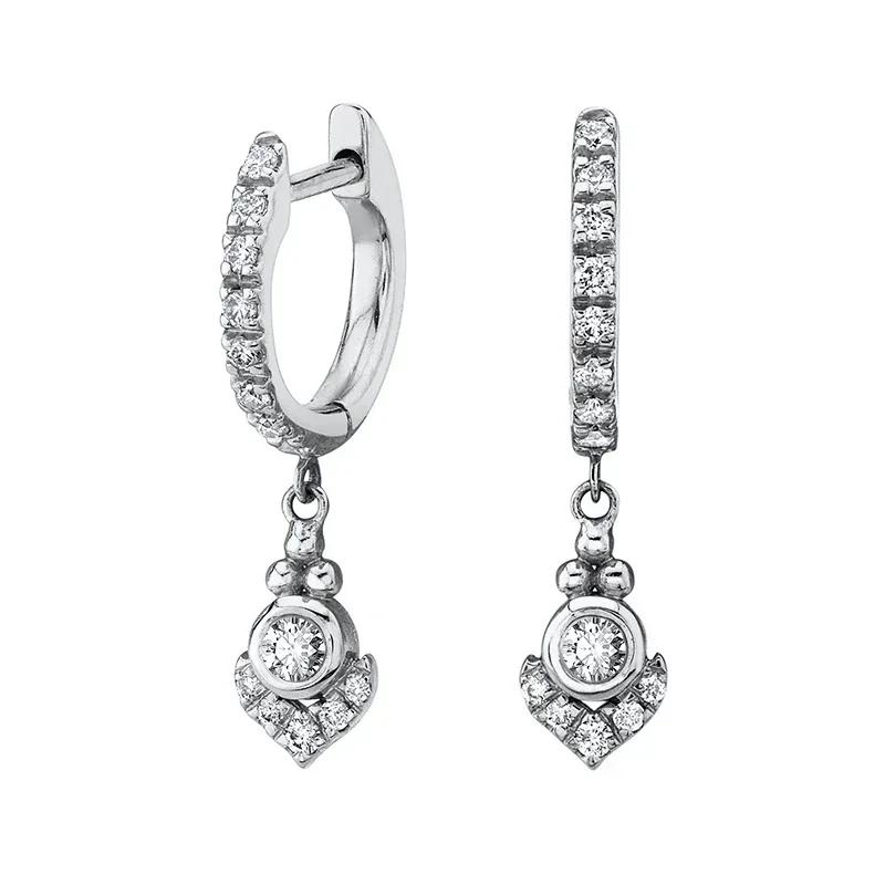 Evil Eye 925 Silver Ear Needle Exquisite Shell Zircon Retro Geometric Pendant Earrings for Women Fashion Party Jewelry