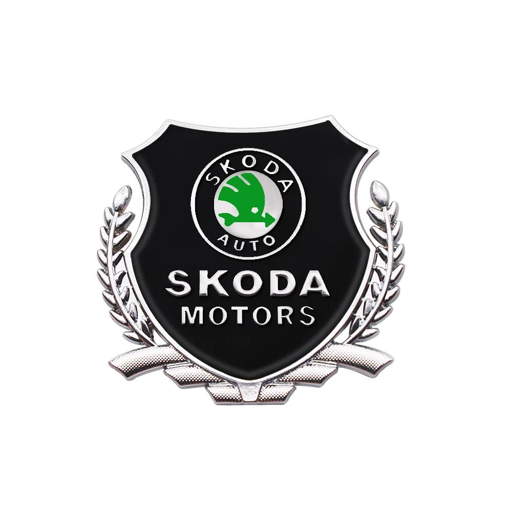 2PCS Car 3D Metal Alloy Decals Badge Stickers Side Window Emblem Exterior Accessories For Skoda Octavia Fabia Rapid Yeti Kodiaq