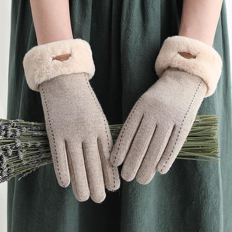 Gants en cachemire pour femmes, chauds pour l'hiver, en laine plus polaire corail aux doigts, gants d'hiver chauds pour femmes résistants au froid
