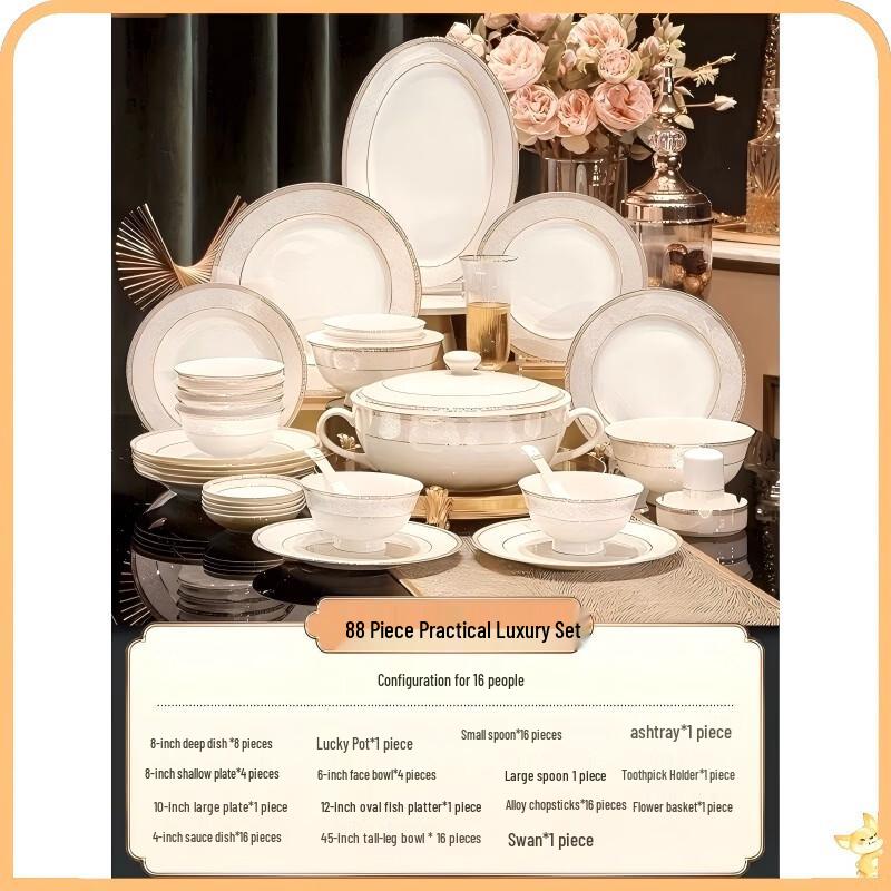 Embossed Aegean Bone China 88-Piece Dinnerware Set