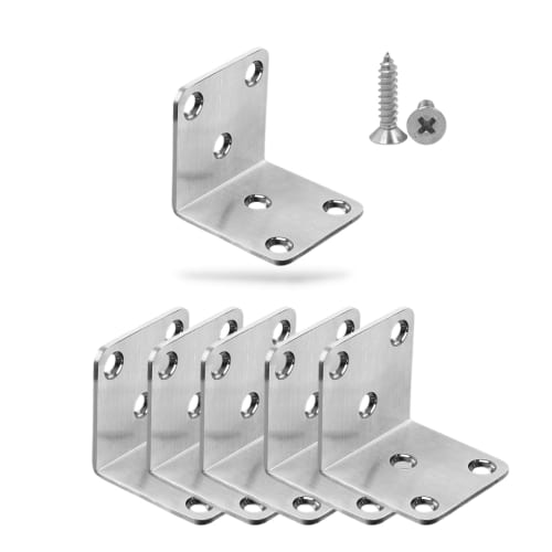 RegiPro b L-Shaped Brackets, Stainless Steel, with Screws, Set of 10 (50mm x 50mm)
