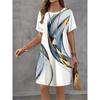 Damen Batikmuster Druckkleid Sommer Modisch Neu Elegant Lässig Kurzarm Minikleid Locker Damen A-Linienkleid