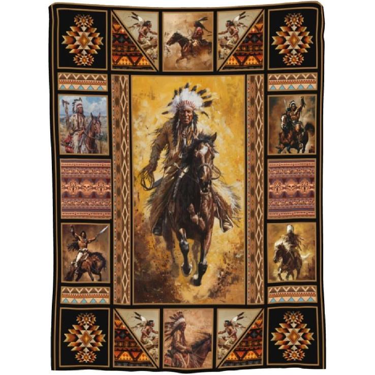 Rustic Indians Blanket Native n Throw Blanket Retro Chief Flannel Stuff Merch Cozy Decor Fleece Plush Fuzzy Warm Soft Lightweight Bedding Indians