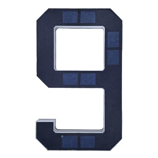 Solar Powered House Number Sign with LED Backlight Auto On/Off Waterproof LED Modern Address Plaque Outdoor Security Light for Home Garden Garage