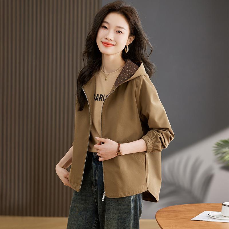 

Модная маленькая куртка-топ женская весенне-осенняя новая повседневная свободная средней длины короткий тренч XL хаки