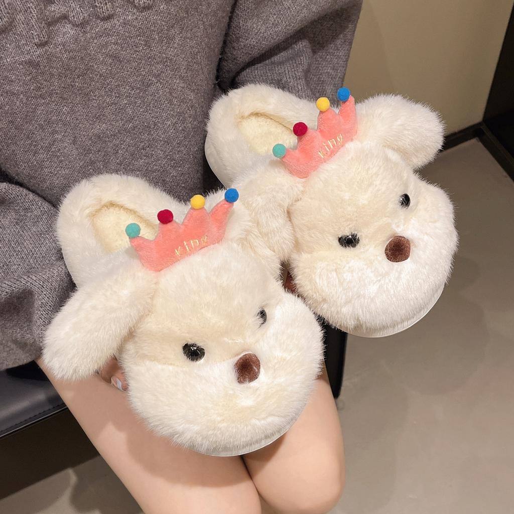 Stepping On Shit Feels Comfortable and Versatile Bag Head Slippers 2025 Autumn and Winter New Internet Celebrity Cute Puppy Fluffy Slippers Women's We