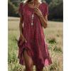 Moda damska Lato Wiosna Polka Dot Print Krótki rękaw O-neck Luźna talia Sukienki codzienne