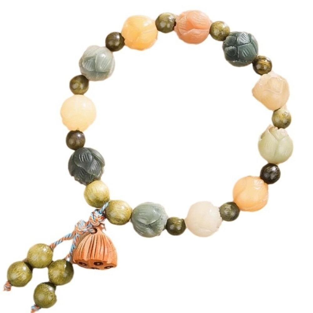 

Lotus Charm Bodhi Lotus Bracelet Natural Resin Wooden Beads Bracelet Prayer Meditation