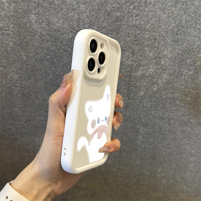 Cute Black And White Cat Pattern Phone Case For iPhone 17 16 15 14 13 12 11 Pro Max 17 Air 16E X XS XR Soft TPU Silicone Cover
